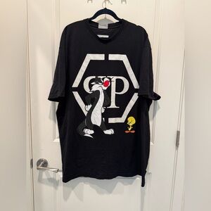 Vintage Plein Looney Tines T-shirt Long Black Size XXL